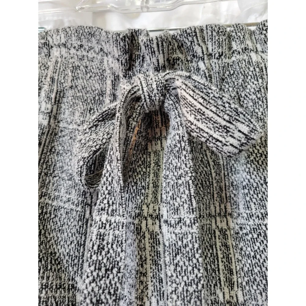 Topshop Petite Black White Plaid Paperbag Waist Mini Skirt Tie Belt Size  2 2031